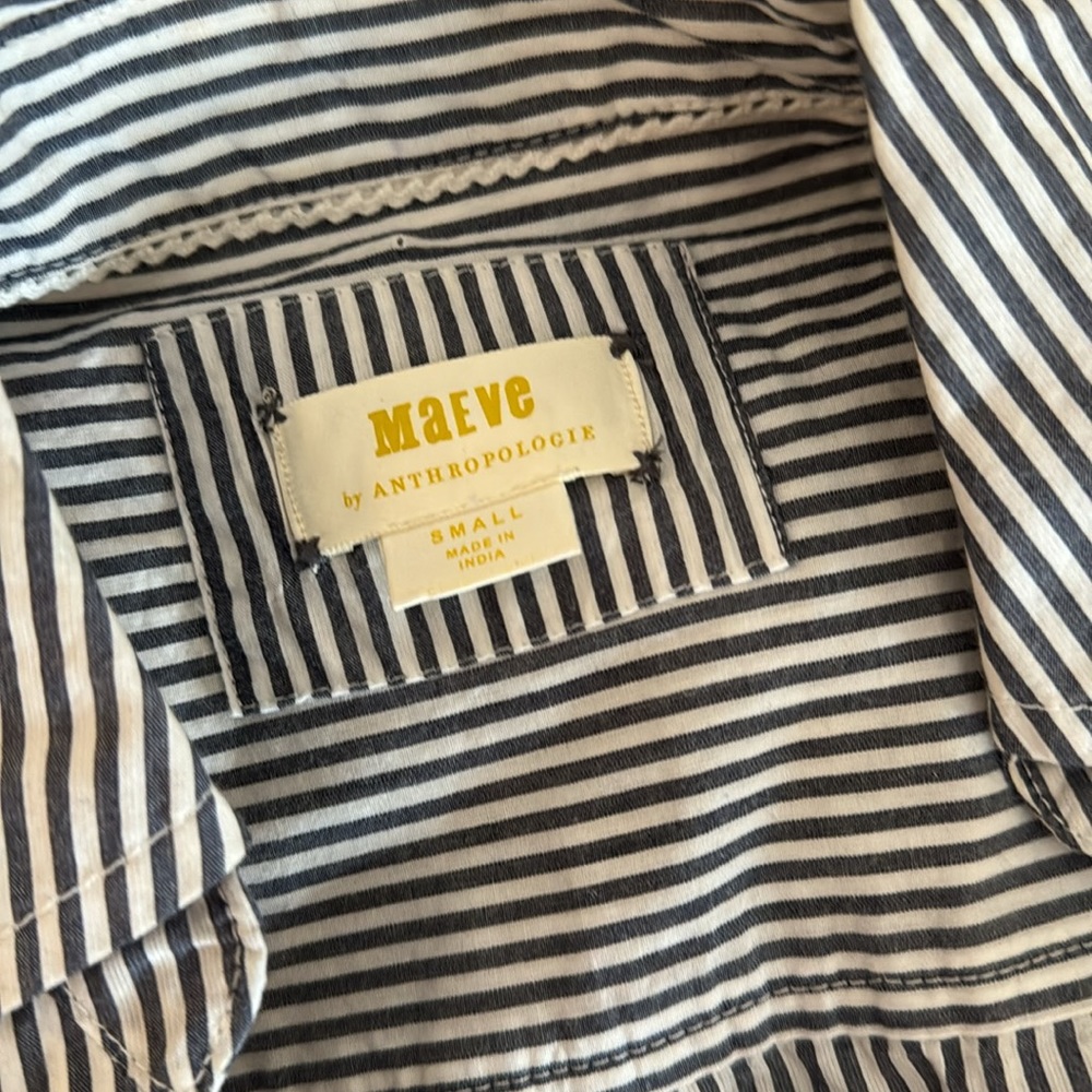 Maeve By Anthropologie Striped Henley Blouse - Picture 6 of 6